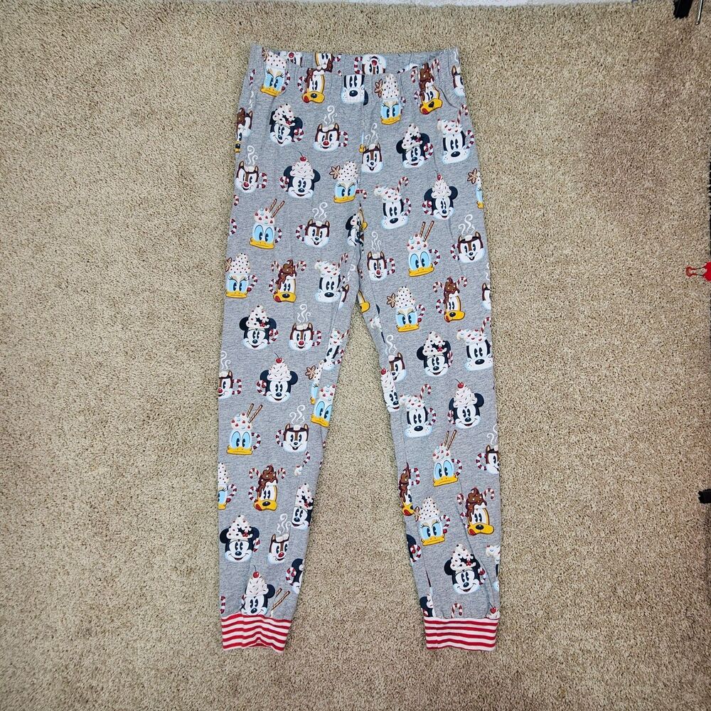 Disney Mickey & Friends Christmas Pajama Set Women S Gray Hot Cocoa Holiday - Picture 3 of 10